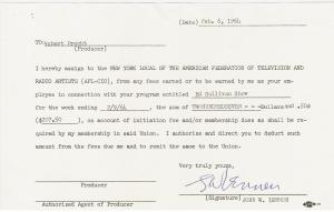 Beatles Ed Sullivan Contract