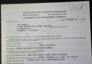 1964 Original Ed Sullivan Contract For the Beatles -Signed by Brian Epstein